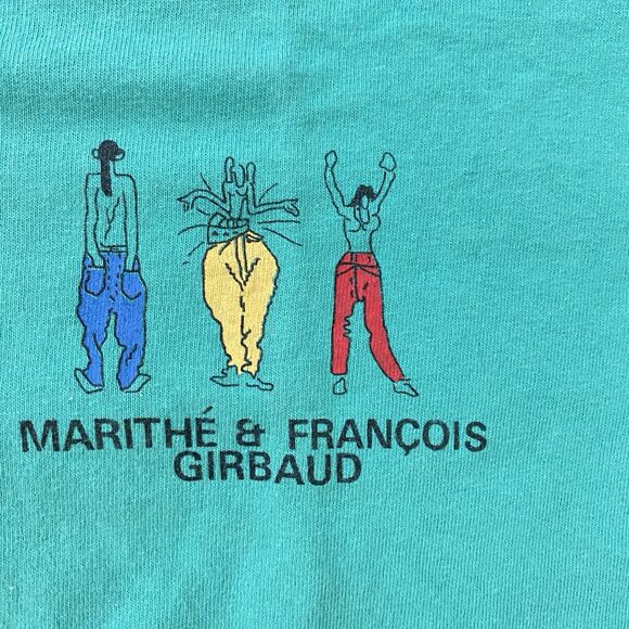 RARE Marithe & Francois Girbaud Y2K Green Graphic Tee New York Paris T-Shirt OS - Picture 4 of 10